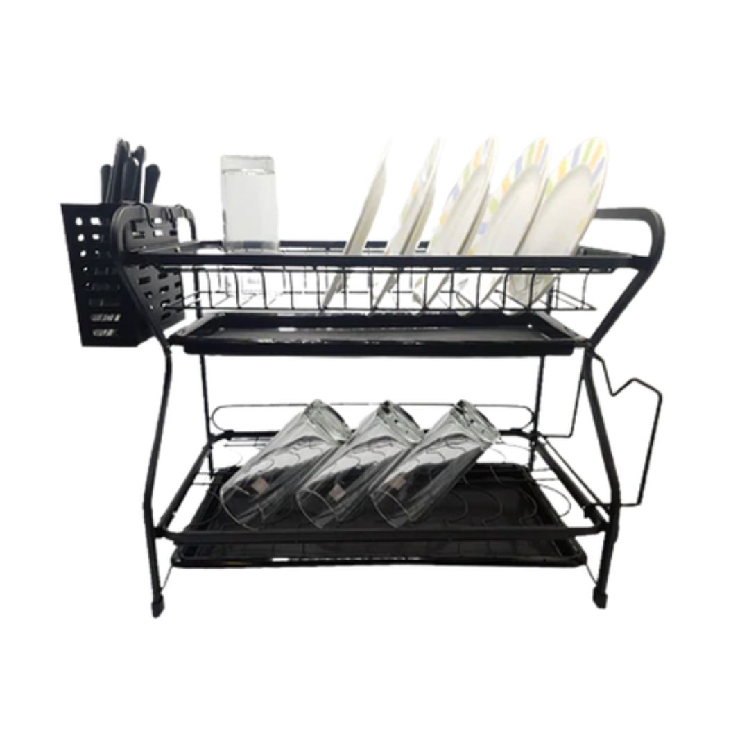 Escurridor de Platos y Cubiertos de Metal Pesado de 2 Niveles