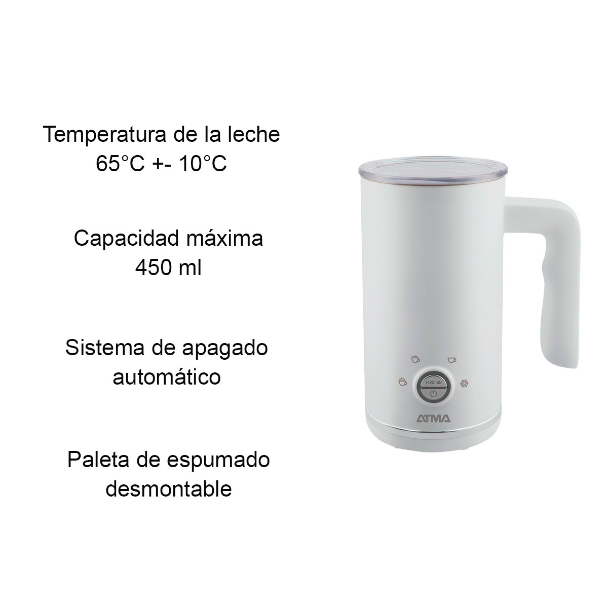 Espumador De Leche 450ml Atma Elat21 Caliente Frio Espuma - Blanco