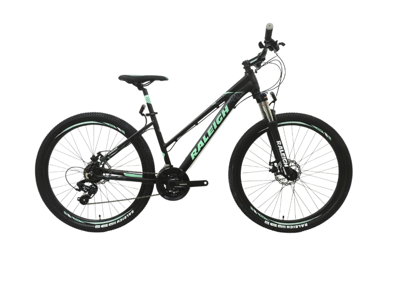 Bicicleta Raleigh Mojave 2.0 D R27,5"- Talle 16"-S - NegroVerde -Cuadro de aluminio- Frenos a discos mecanicos- 21 Vel. 